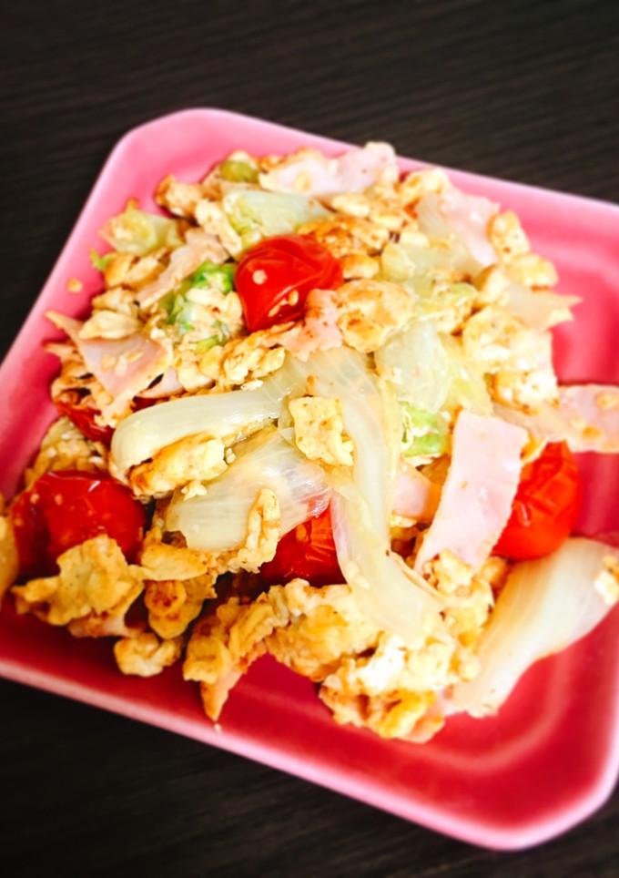 レタスとトマトの卵とじ-レシピのメイン写真