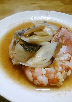 レンジで簡単！えびとたらの中華蒸し-レシピのメイン写真