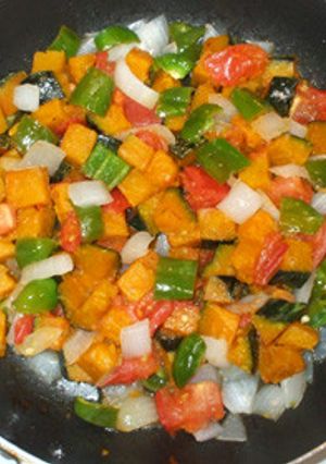 夏野菜のかぼちゃ・ピーマン・トマト炒め煮-レシピのメイン写真