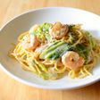 春キャベツとえびの味噌クリームパスタ