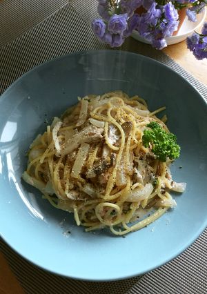 きのこで増量、明太子パスタ-レシピのメイン写真