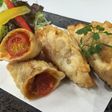 ミートソースとトマトの揚げ餃子
