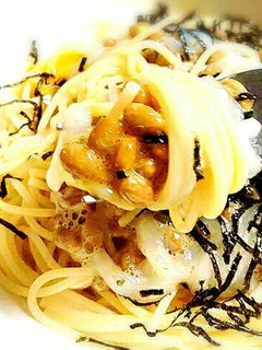 温玉いか納豆パスタ-レシピのメイン写真