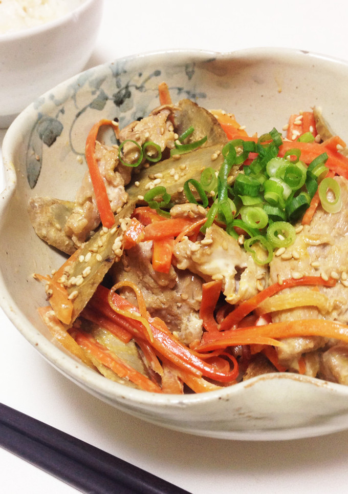 簡単☆豚肉とごぼうの味噌マヨ炒め-レシピのメイン写真