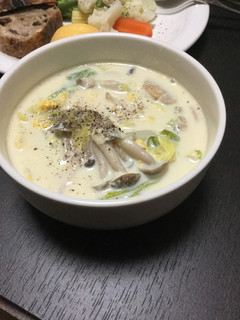 具沢山満足!茸とキャベツの豆乳スープ✾-レシピのメイン写真