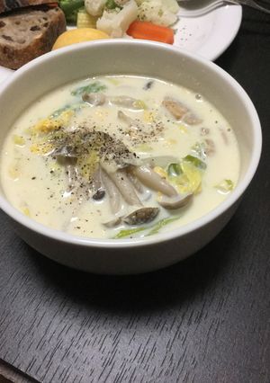 具沢山満足！茸とキャベツの豆乳スープ✾-レシピのメイン写真