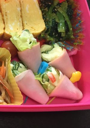お弁当に☆ポテサラのハムレタス巻き-レシピのメイン写真