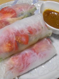 サラダチキンで☆棒棒鶏風生春巻き-レシピのメイン写真