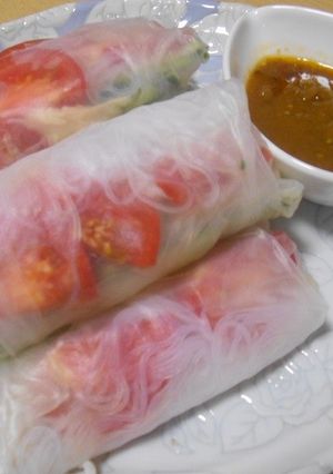 サラダチキンで☆棒棒鶏風生春巻き-レシピのメイン写真
