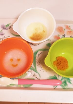 かぼちゃペースト 離乳食初期 顔デコ-レシピのメイン写真