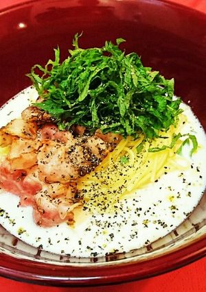 ベーコンと大葉の和風ヘルシー豆乳パスタ♪-レシピのメイン写真
