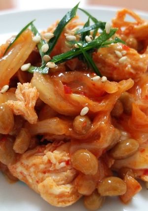 鶏ささみの納豆キムチ合え-レシピのメイン写真