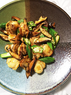 ホタテとオクラと椎茸のレモンペッパー焼き-レシピのメイン写真