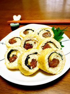 レンジでヘルシー☆鶏ひき肉の梅巻き-レシピのメイン写真