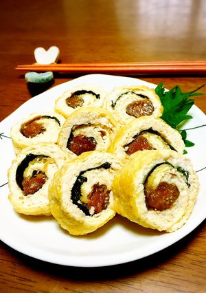 レンジでヘルシー☆鶏ひき肉の梅巻き-レシピのメイン写真