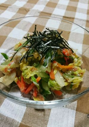 ｷｬﾍﾞﾂ＆人参＆胡瓜＆ｼﾗｽの梅会え♪-レシピのメイン写真