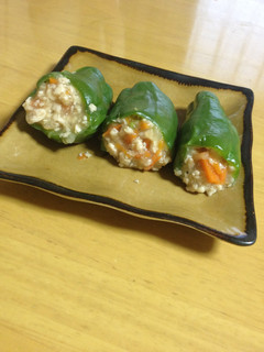 ピーマンの鶏そぼろ詰め-レシピのメイン写真