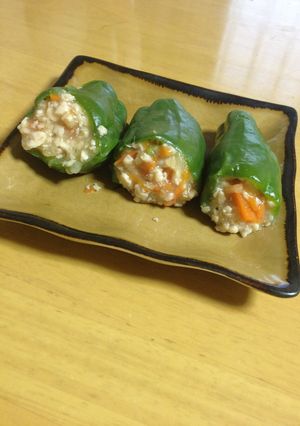 ピーマンの鶏そぼろ詰め-レシピのメイン写真
