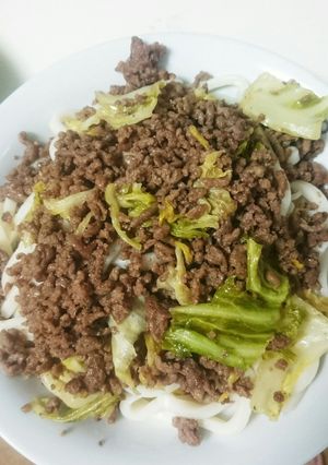肉味噌キャベツのせ冷やしうどん-レシピのメイン写真