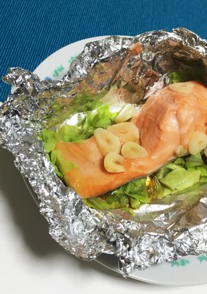 にんにくキャベツの鮭ホイル焼き-レシピのメイン写真