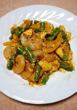 簡単！エビとアスパラのマヨトマ炒め-レシピのメイン写真