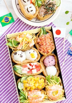 運動会のお弁当に華やかオープン稲荷寿司-レシピのメイン写真
