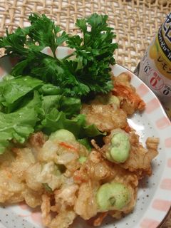 貝柱とそら豆のかき揚げ-レシピのメイン写真