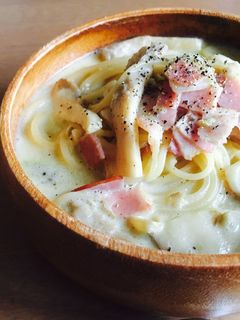 ベーコンの豆乳クリームスープパスタ-レシピのメイン写真