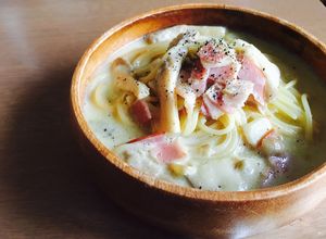 ベーコンの豆乳クリームスープパスタ-レシピのメイン写真