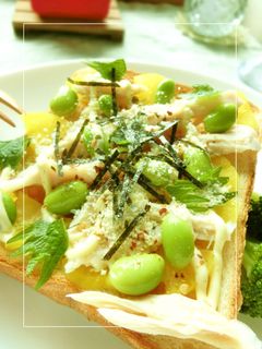 食感楽し♡サラダチキンの和さらだトースト-レシピのメイン写真