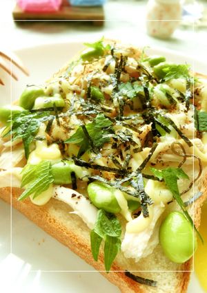 紫蘇香る❀サラチキ×枝豆和トースト-レシピのメイン写真