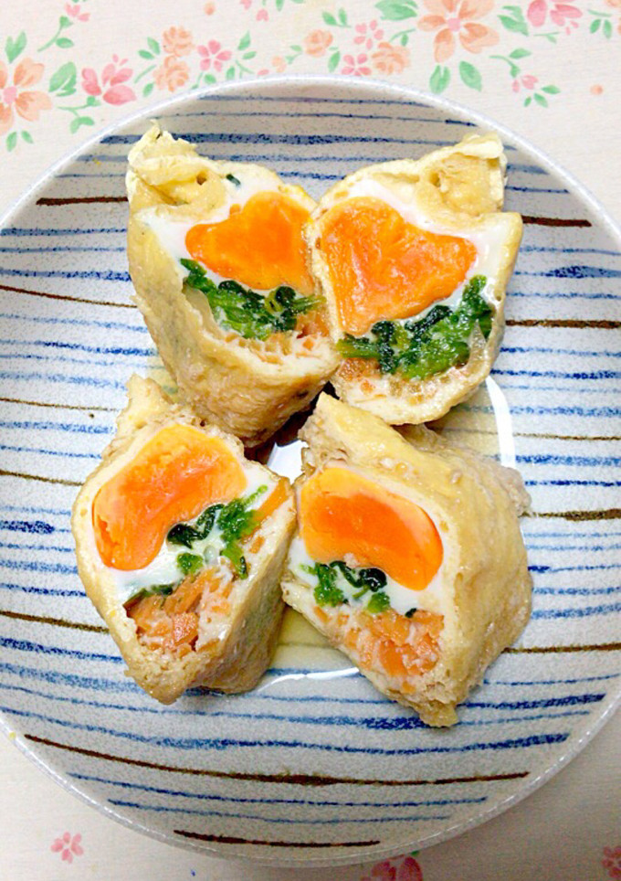 簡単な油揚げに詰めた野菜と卵-レシピのメイン写真