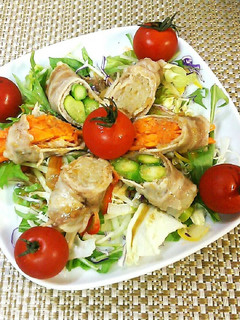 レンジで簡単♡三色野菜のヘルシー肉巻き♪-レシピのメイン写真
