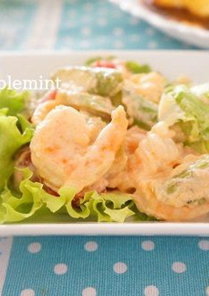 塩レモンでアスパラとトマトのエビマヨ炒め-レシピのメイン写真