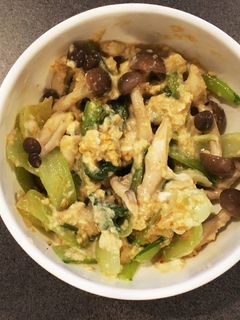 青梗菜とぶなしめじの卵とじ-レシピのメイン写真