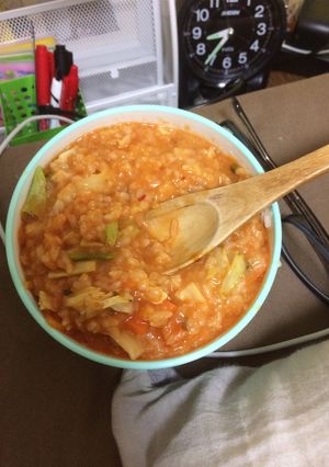 ラーメンの残り汁でトマトチーズリゾット！-レシピのメイン写真
