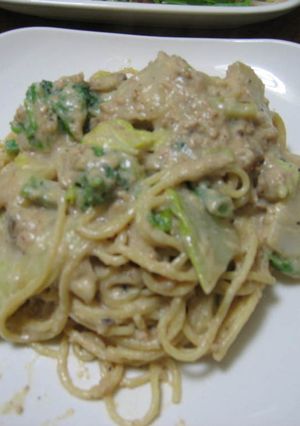 白菜と鶏そぼろのクリームパスタ-レシピのメイン写真