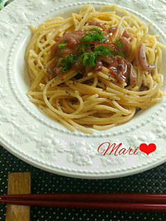 お酒が進むいかの塩辛パスタ☆フライパンで-レシピのメイン写真