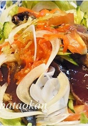 野菜モリモリ♪カツオたたきのサラダ-レシピのメイン写真