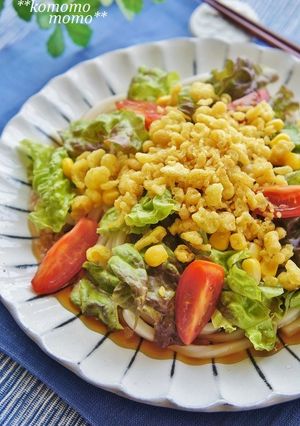 冷凍うどんで簡単◆たぬきサラダうどん◆-レシピのメイン写真