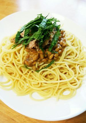 家にある食材で！絶品納豆ツナパスタ-レシピのメイン写真