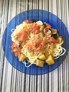 トマトとナスとひき肉のスパゲッティ-レシピのメイン写真