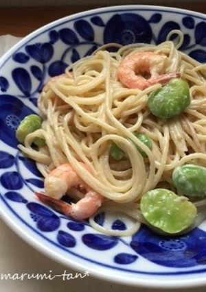 そら豆と海老の豆乳クリームパスタ-レシピのメイン写真