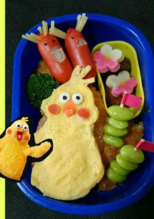 黄色いキャラクター弁当。ポインコ-レシピのメイン写真