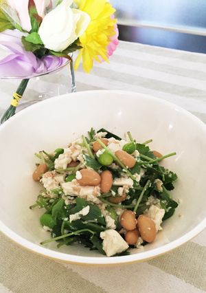 豆と豆腐に三つ葉の簡単サラダ-レシピのメイン写真
