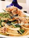 水菜＆豚の生姜焼き風味☆焼きうどん