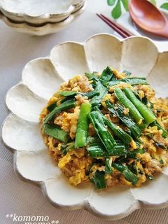 甘辛味でご飯がすすむ♫挽き肉入りニラ玉-レシピのメイン写真