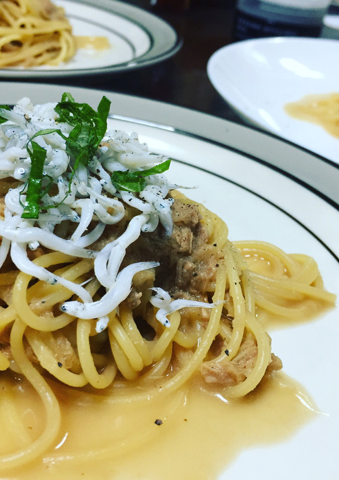 ツナと大根おろしとしらすのパスタ大葉添え-レシピのメイン写真