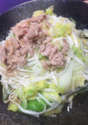 簡単!ツナとキャベツの冷やしうどん-レシピのメイン写真
