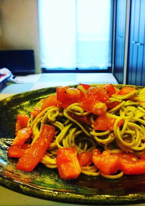 ランチや〆に～簡単洋風トマト蕎麦-レシピのメイン写真